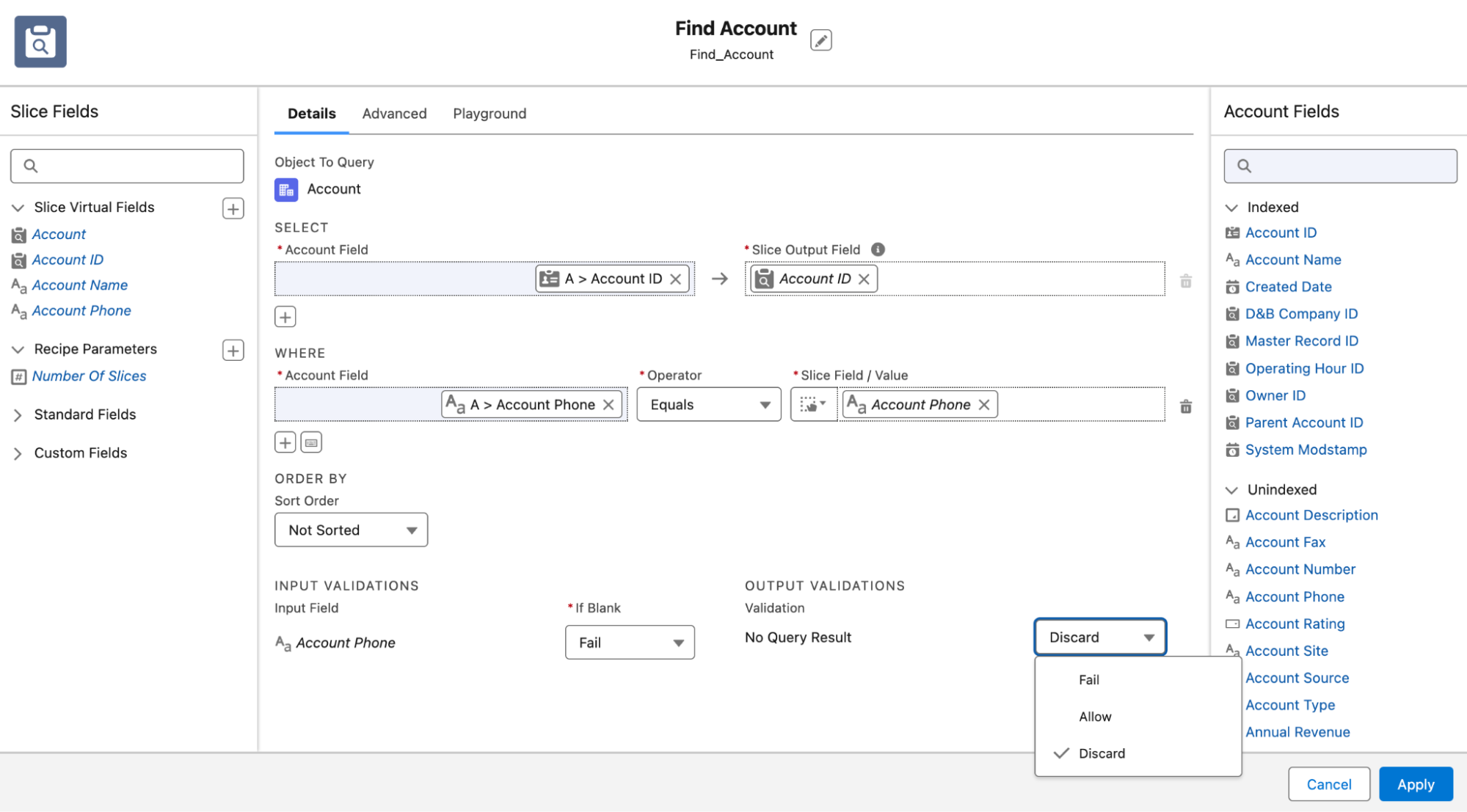Discard slice option