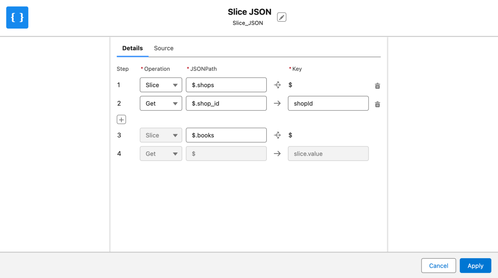 JSON Slicer multi-step