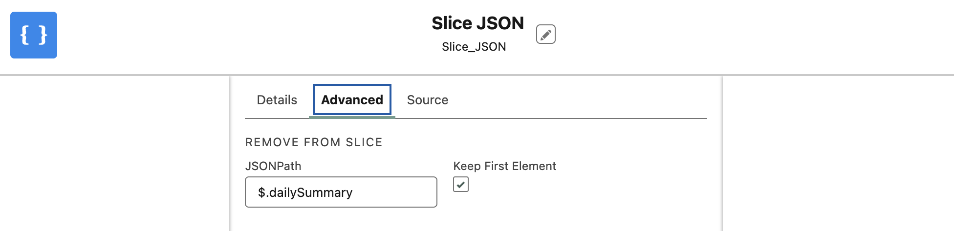 Slice JSON rule 1