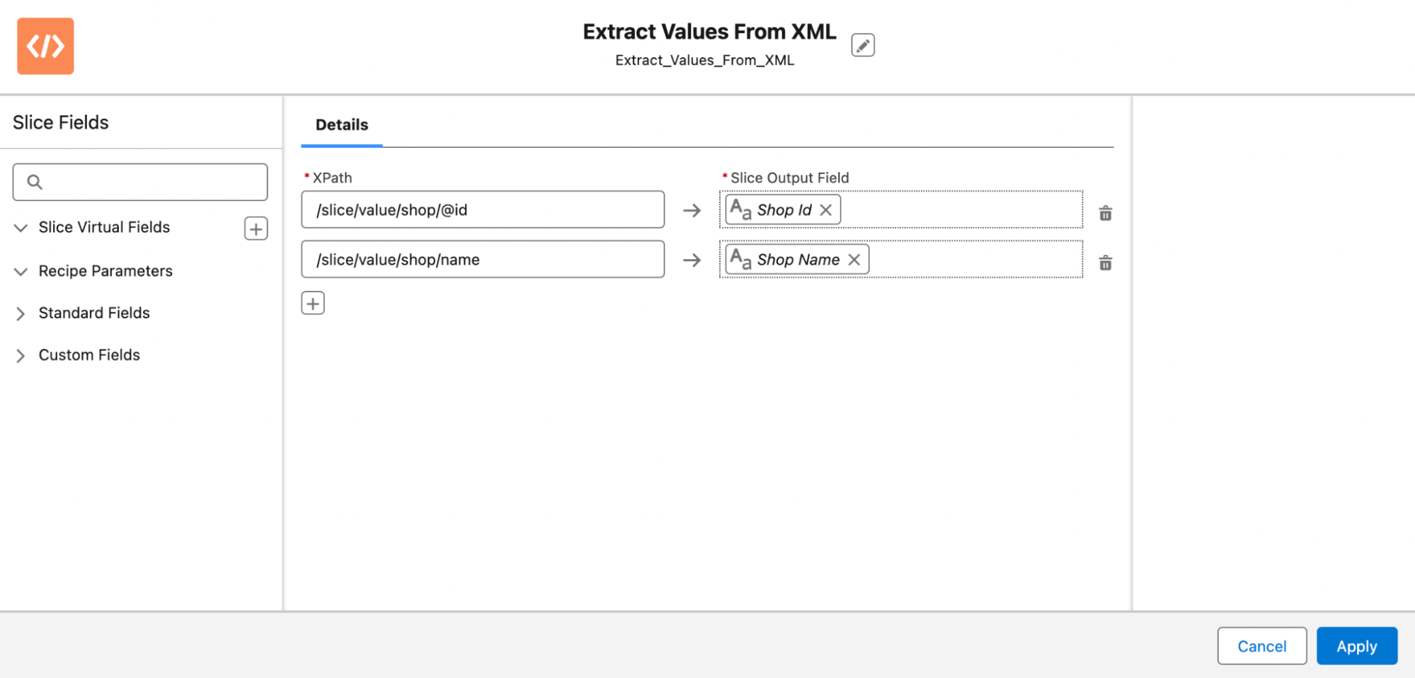 XML extract attribute